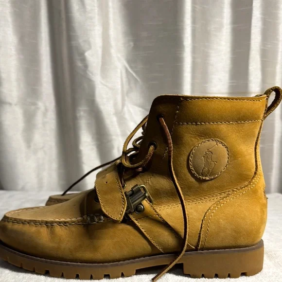 Polo by Ralph Lauren Tan Leather Boots Men's Size 9 - Picture 6 of 14